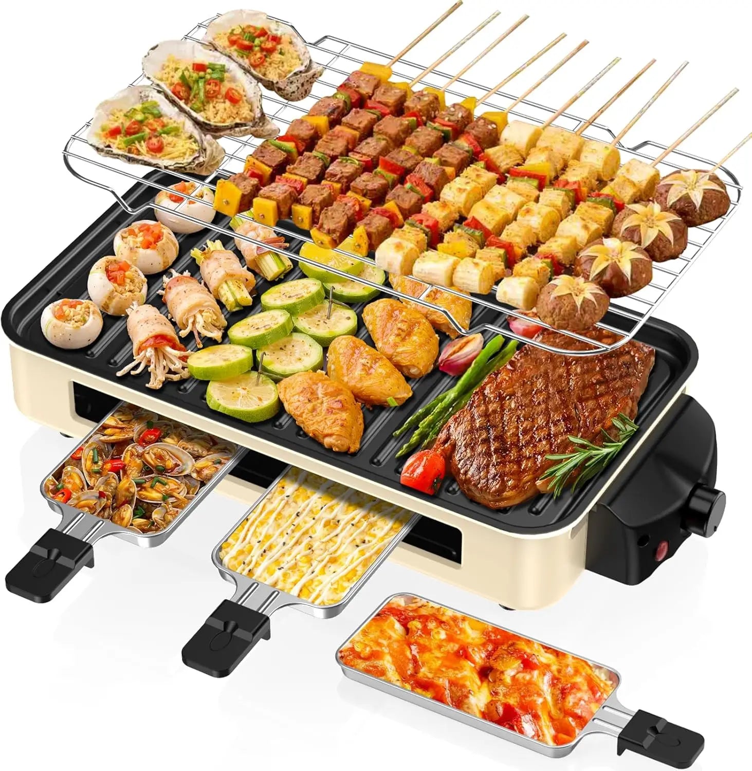 Smokeless Indoor Electric Grill w/ Removable Plates