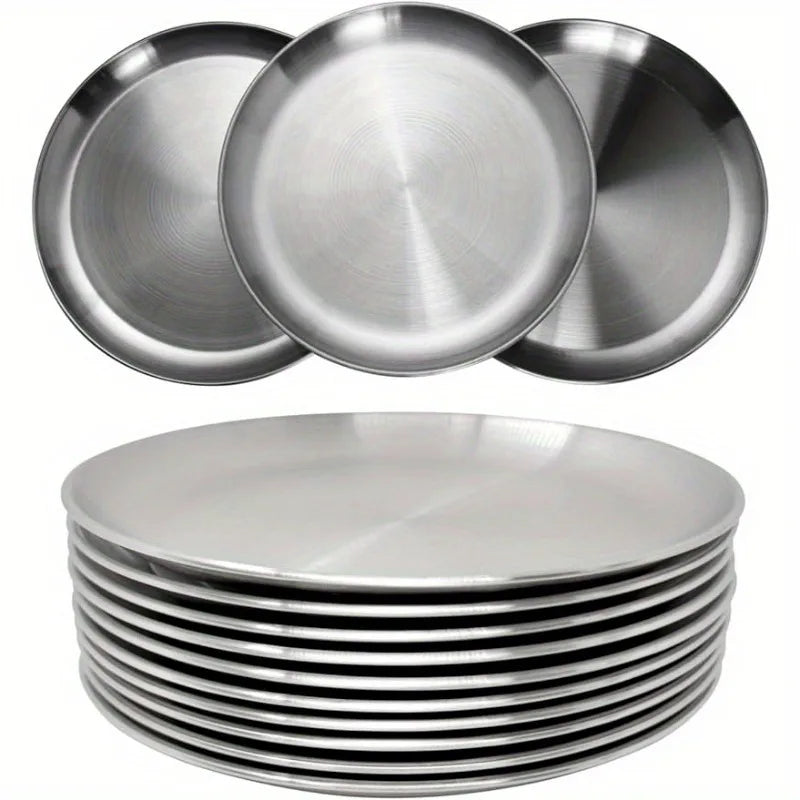 10pcs -  Stainless Steel Dinner Plates