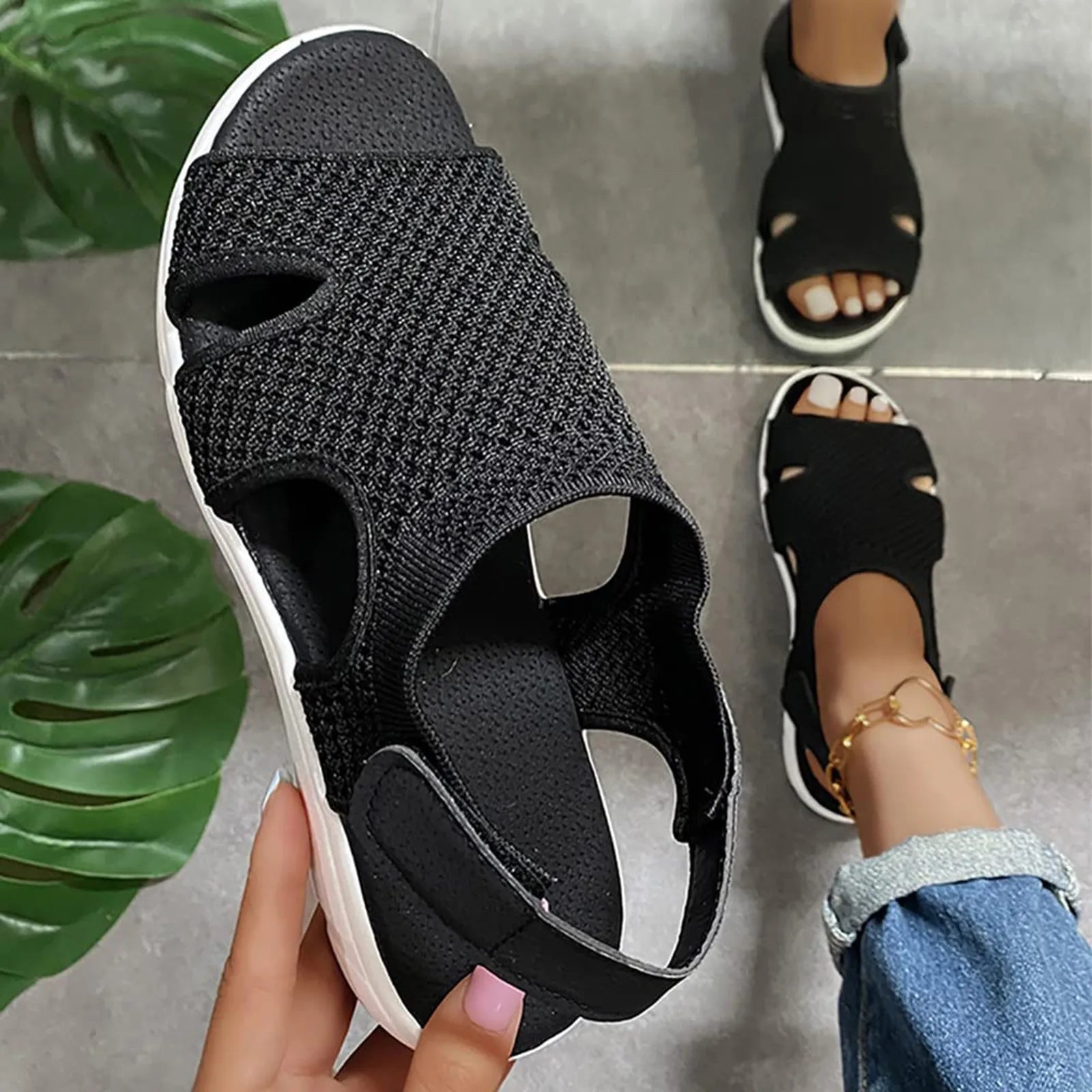 Low Heel Wedge Sandals