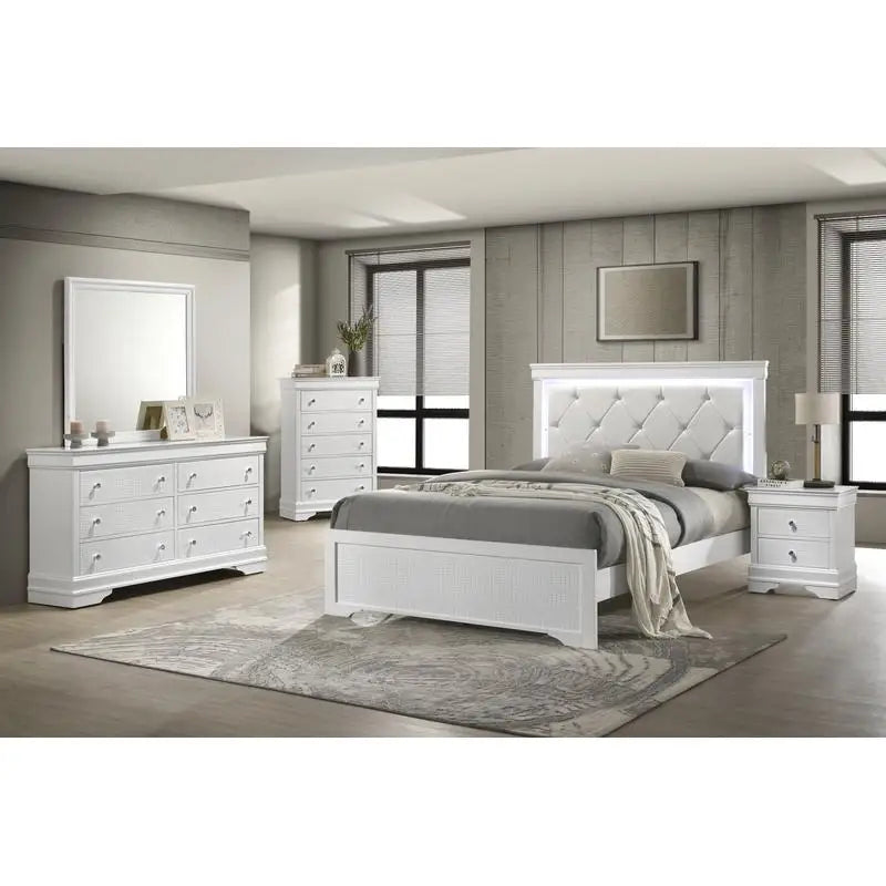 Modern 5-Pc Twin Bedroom Set with LED Headboard
