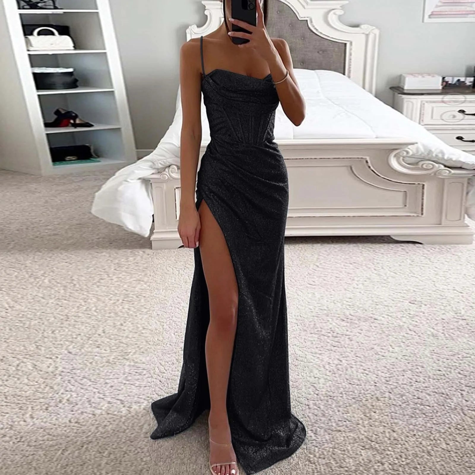 Elegant Glitter Sequin Gown
