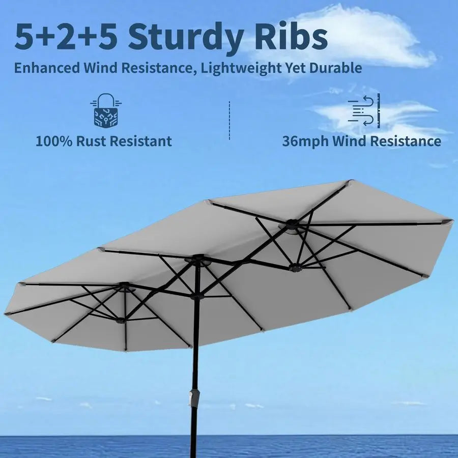 Double Sided Patio Umbrella with Base