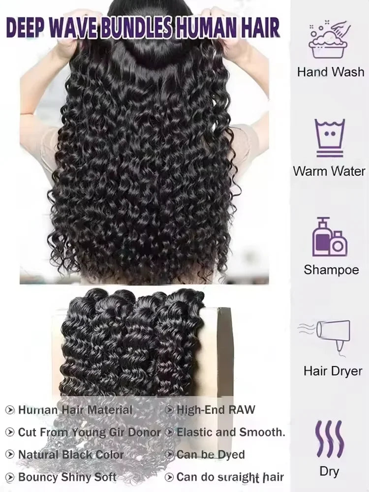 30 36 Inch Deep Wave Human Hair