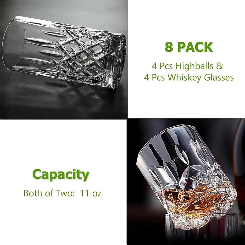 Old Fashioned 11 oz Whiskey Glasses, 8 Pieces