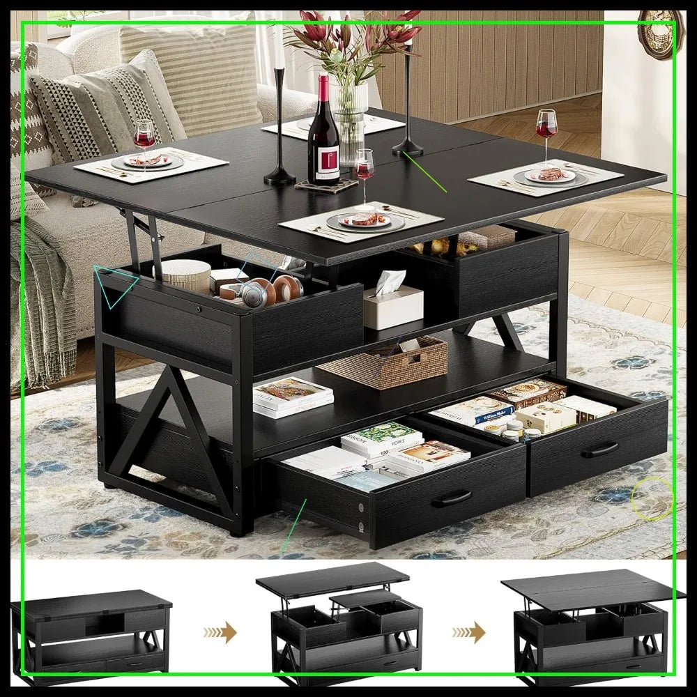 40" Lift Top Coffee Table with Storage Drawers