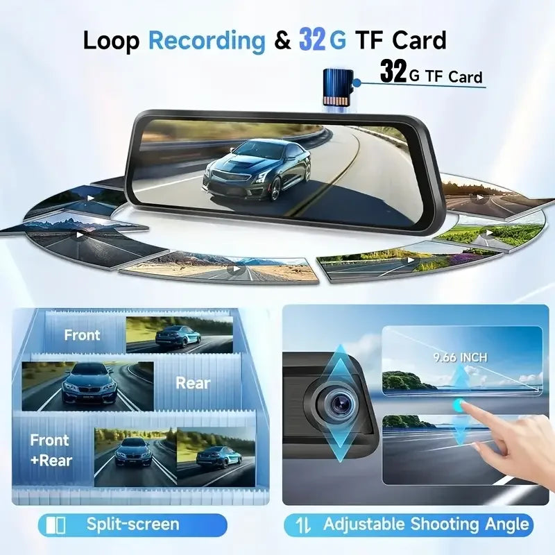 Touch Screen Mirror Dash Cam Front & Rear
