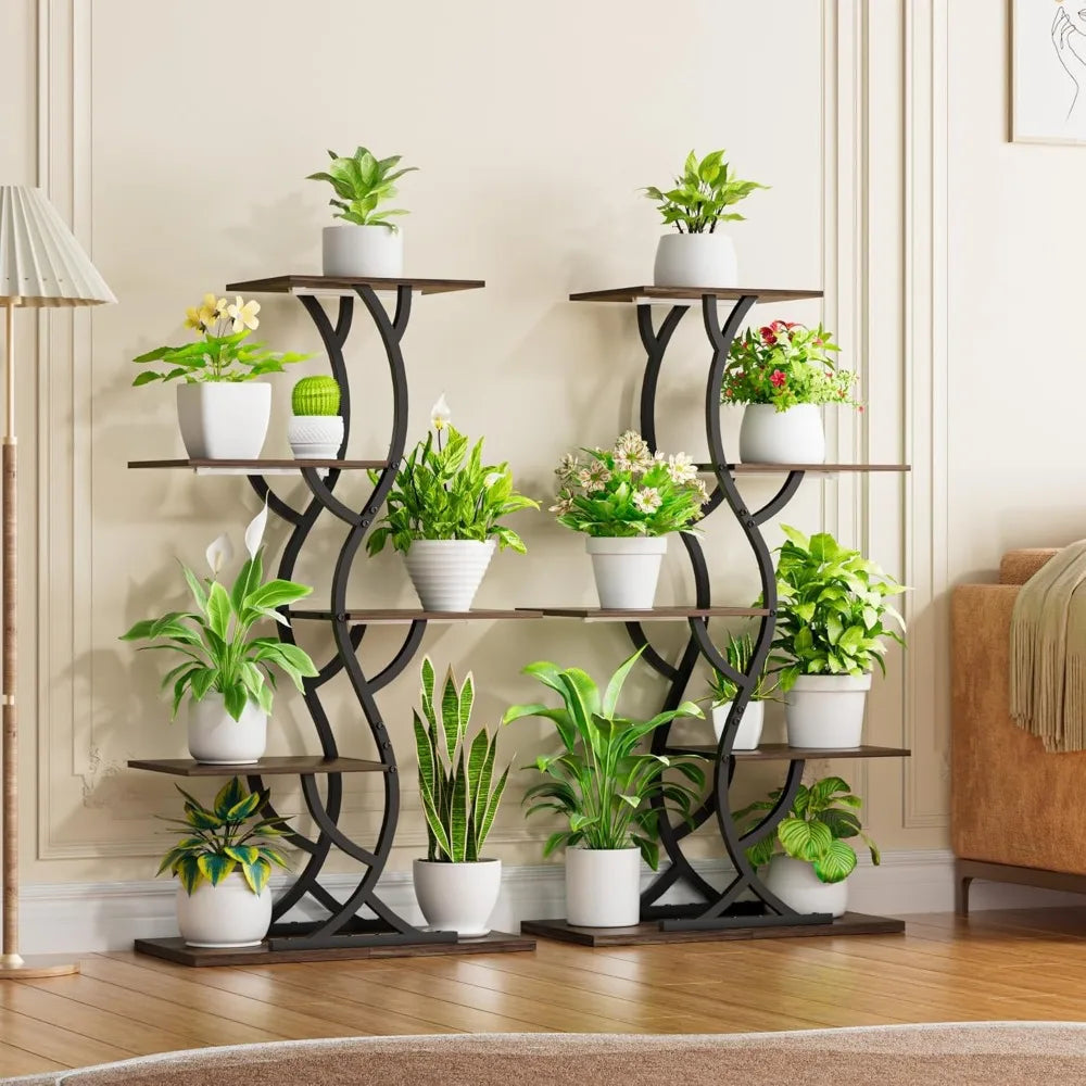 44" Tall Corner Plant Stand with Grow Lights