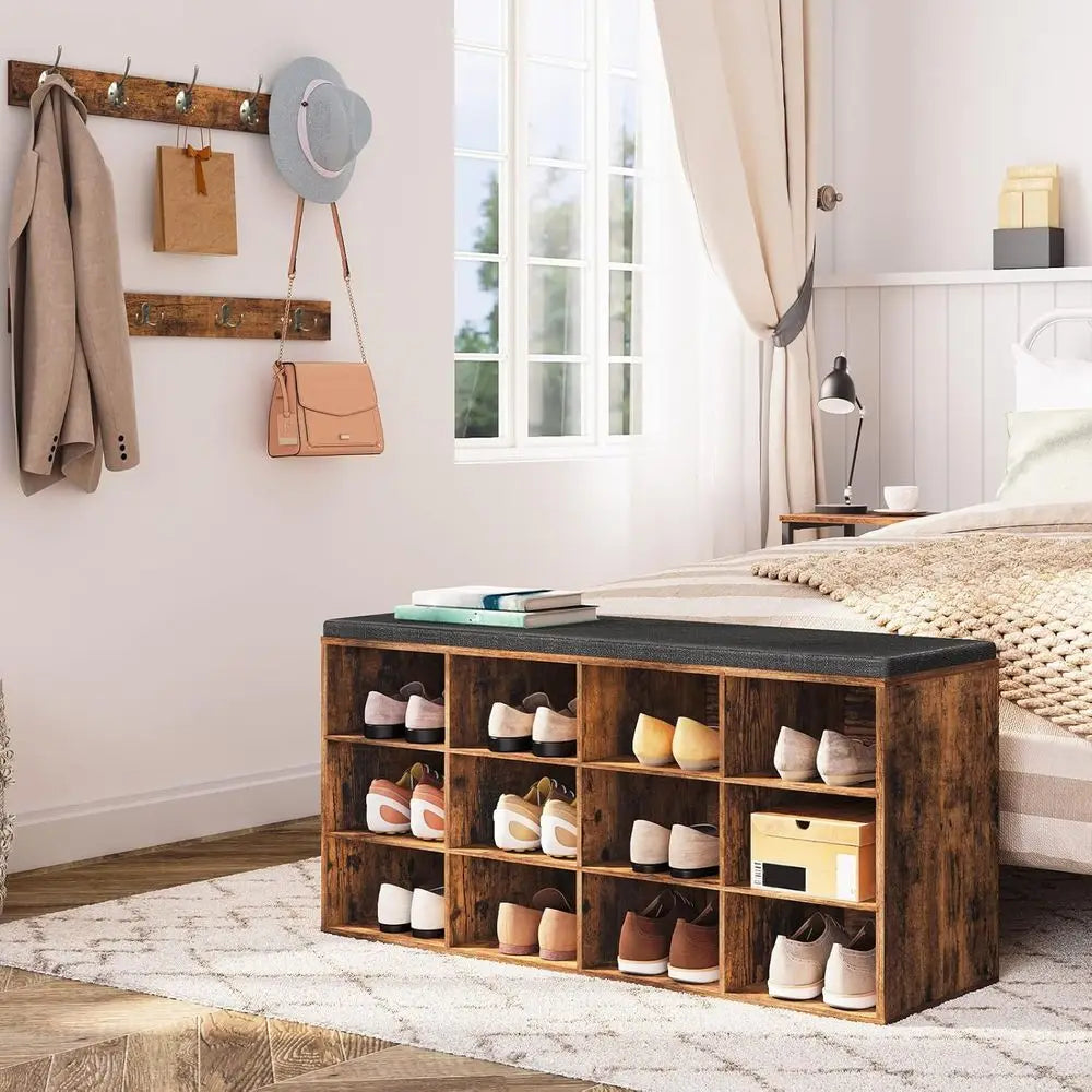Entryway Shoe Storage Bench with Cushion