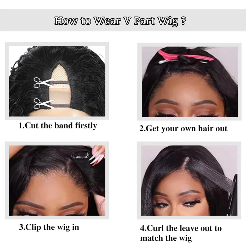 V Part Wig Human Hair Body Wave Brazilian Hair