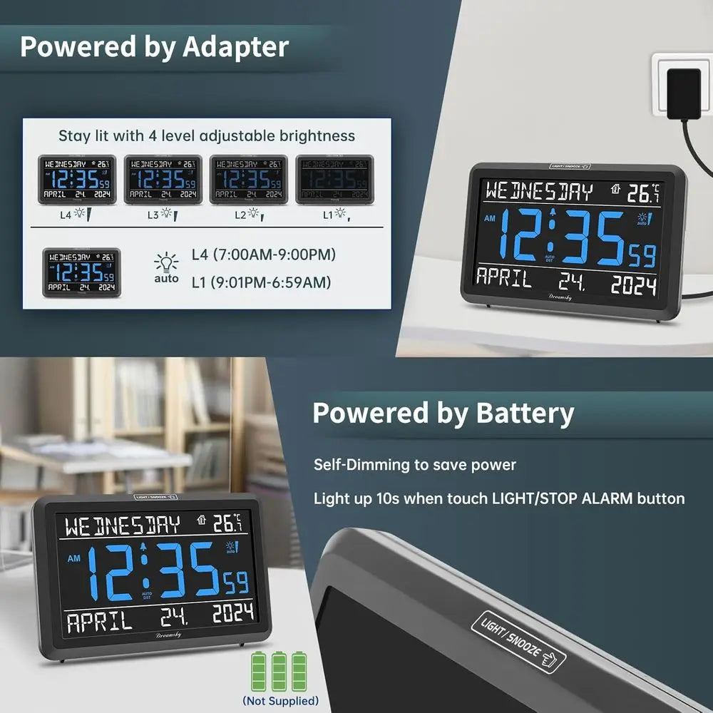 Large Digital Clock with Date
