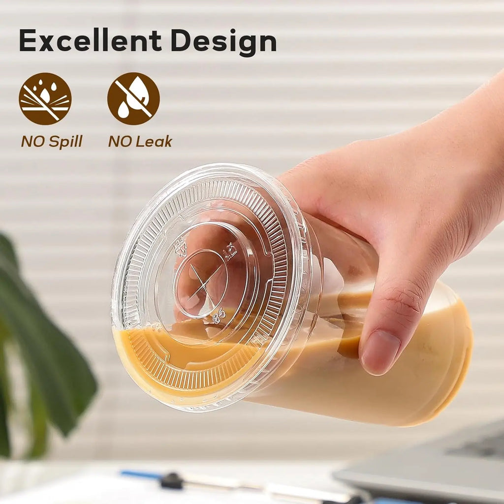 Disposable Clear Plastic Cups w/ Lids & Straws