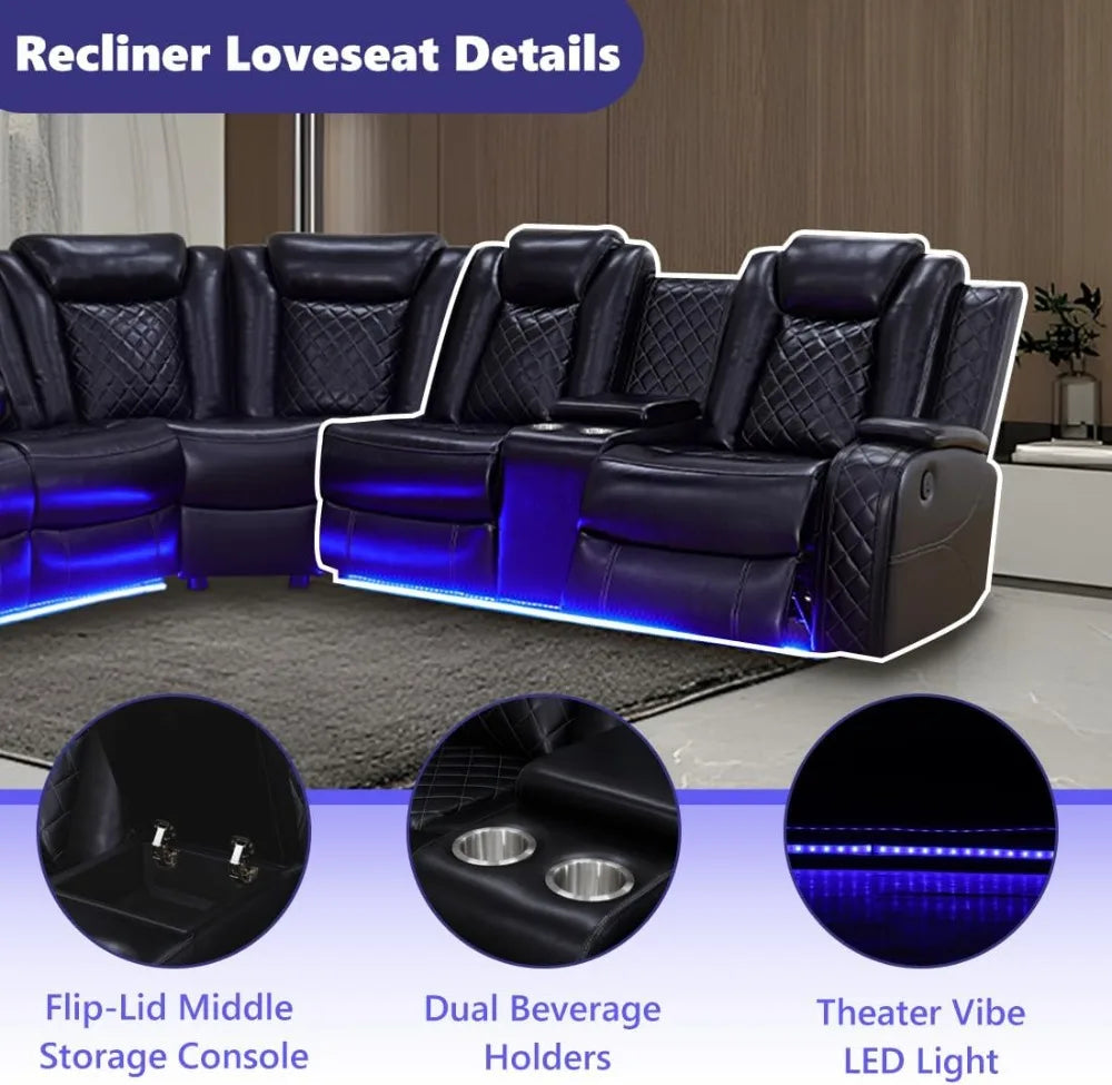 Modern L-Shaped Power Recliner Sofa Set