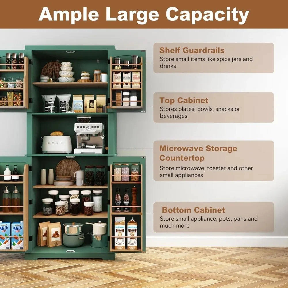72" Freestanding Kitchen Pantry Cabinet