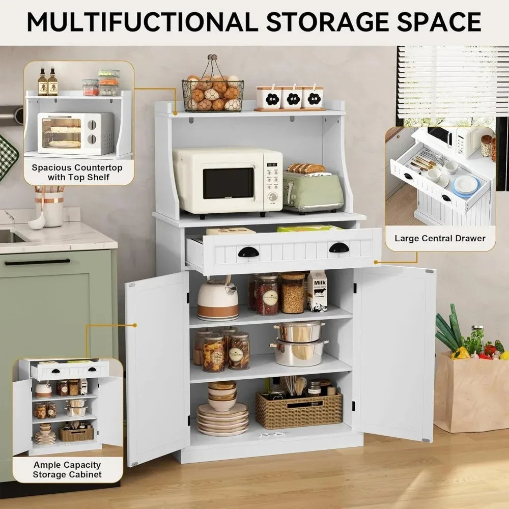 54" White Kitchen Microwave Cabinet