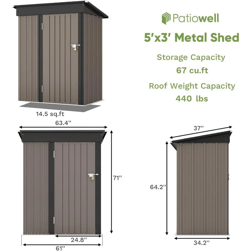 5x3 FT Outdoor Storage Shed