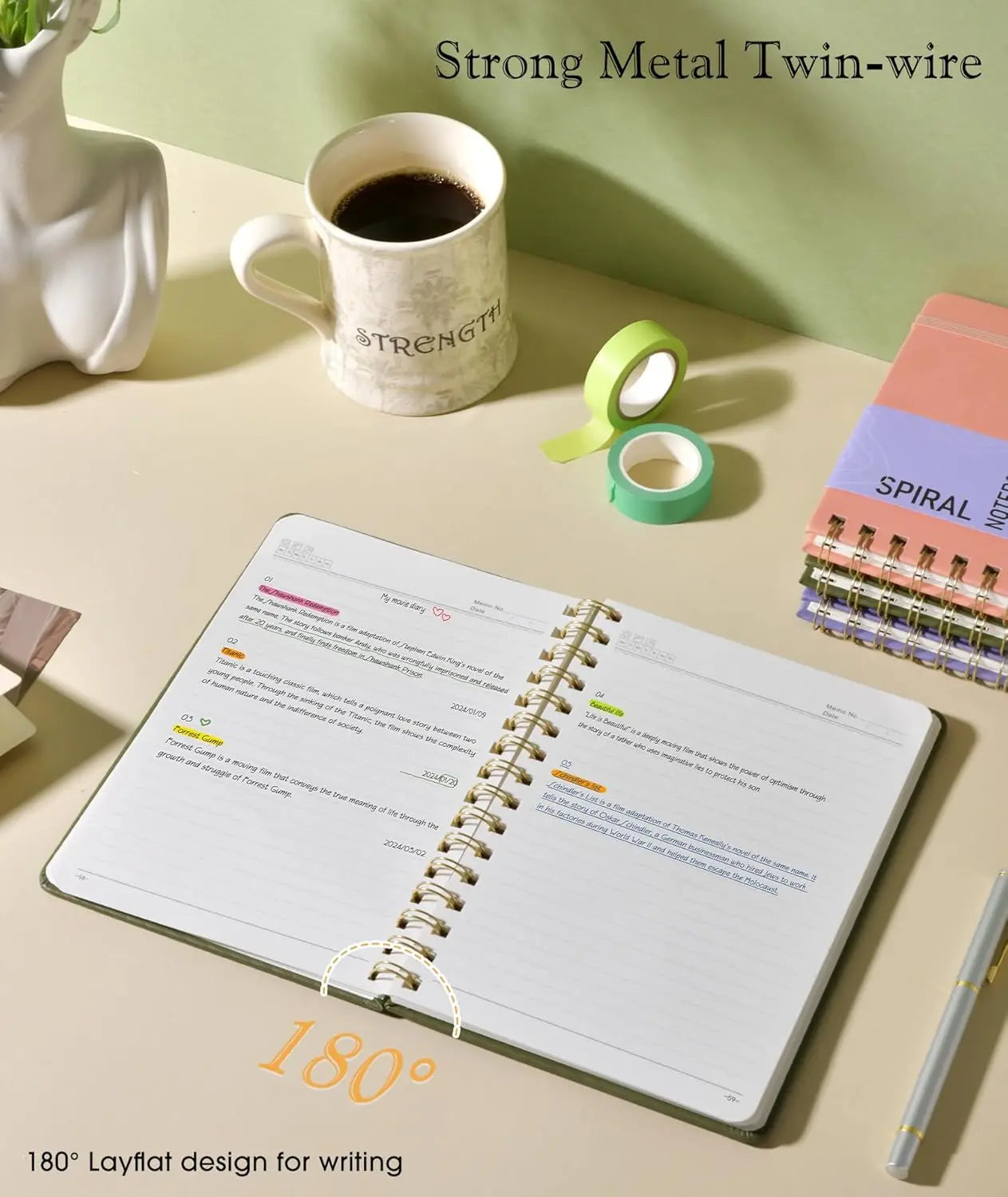 Hardcover Spiral Journal Notebook,