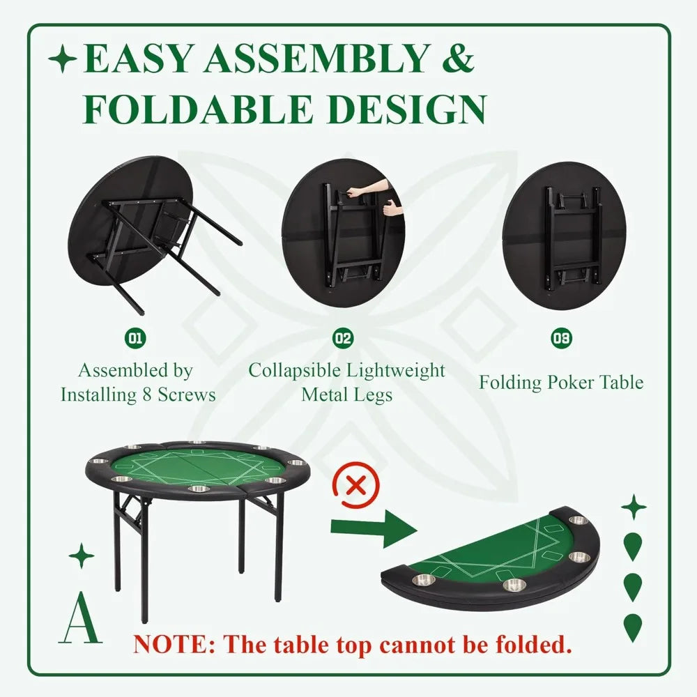 Foldable 8 Player Poker Table