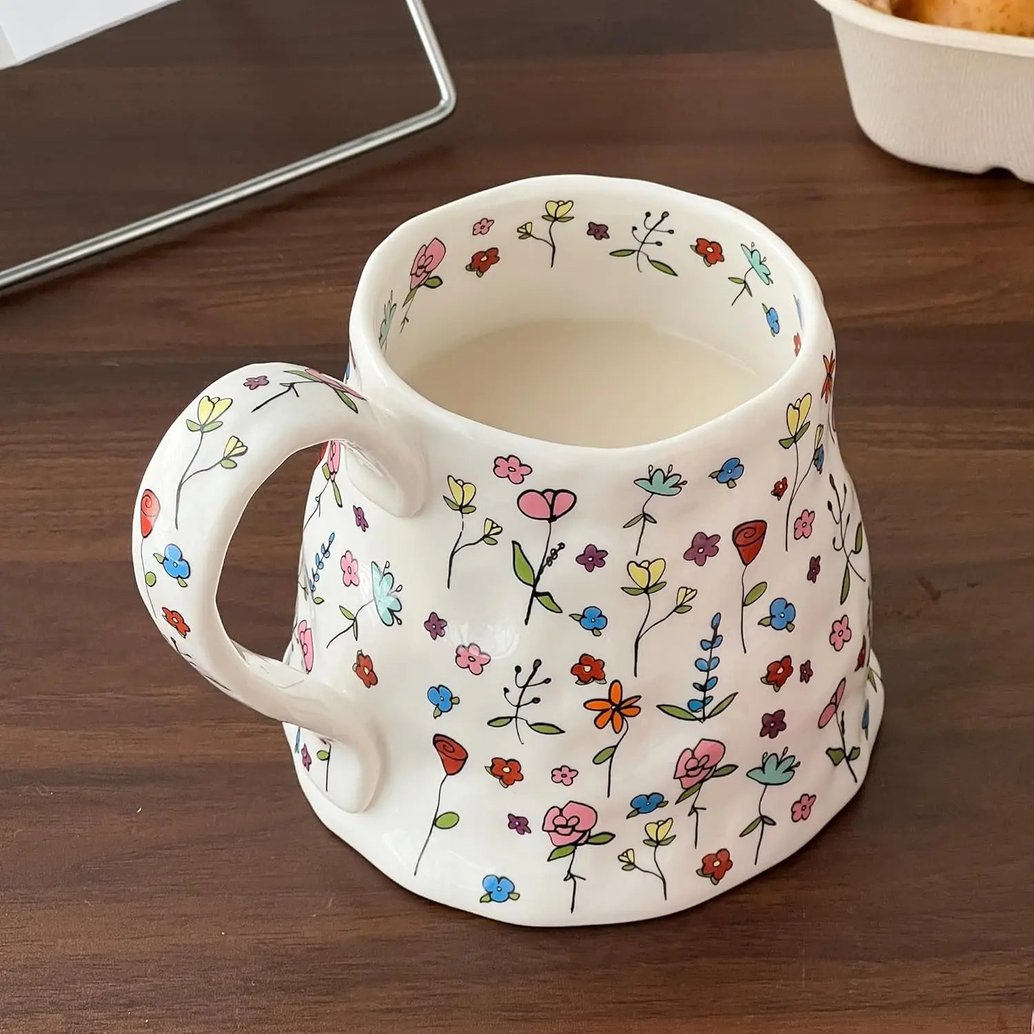 Large Ceramic Cute Flower  Handmade Coffee Mug 20oz