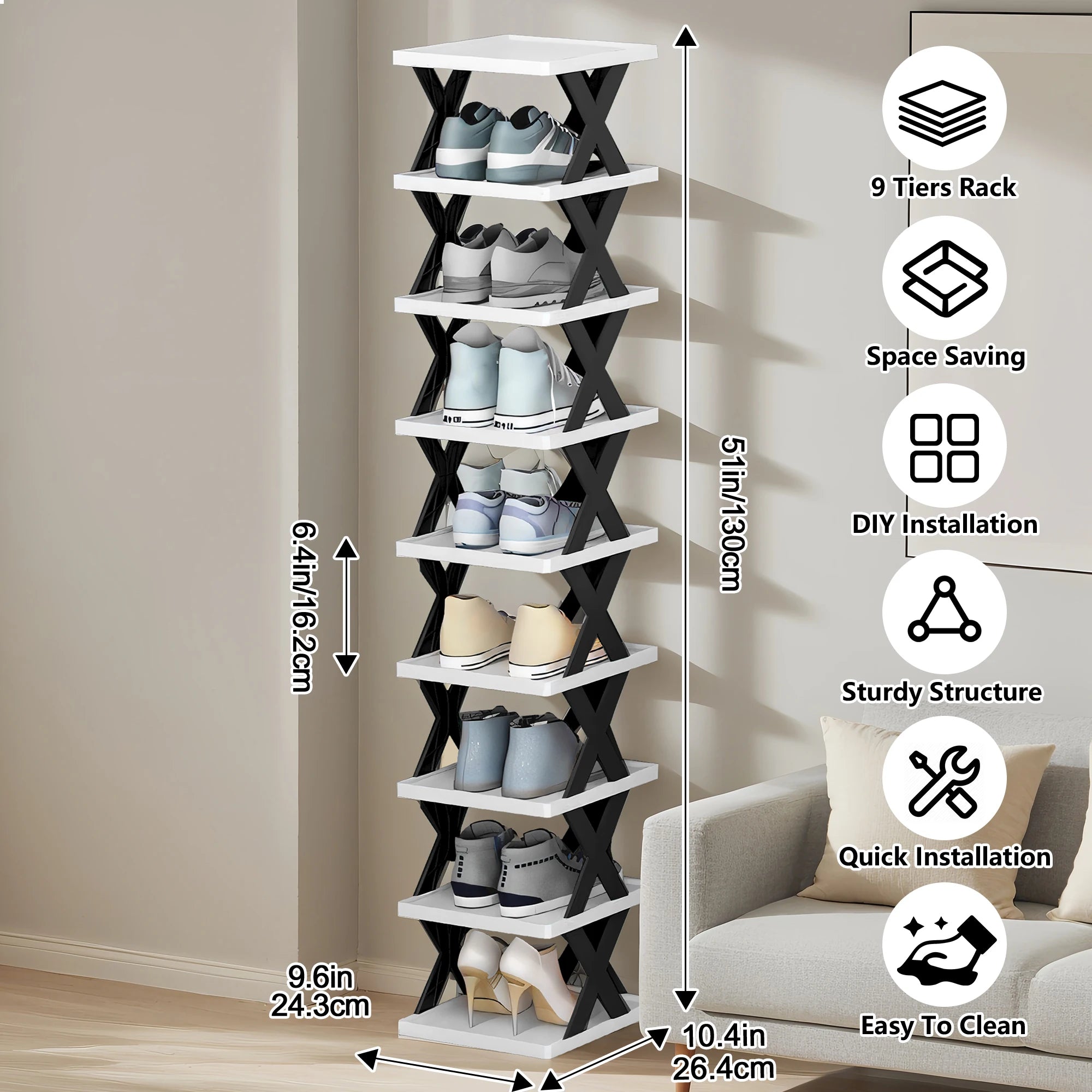 Shoe Rack Storage Organizer Detachable