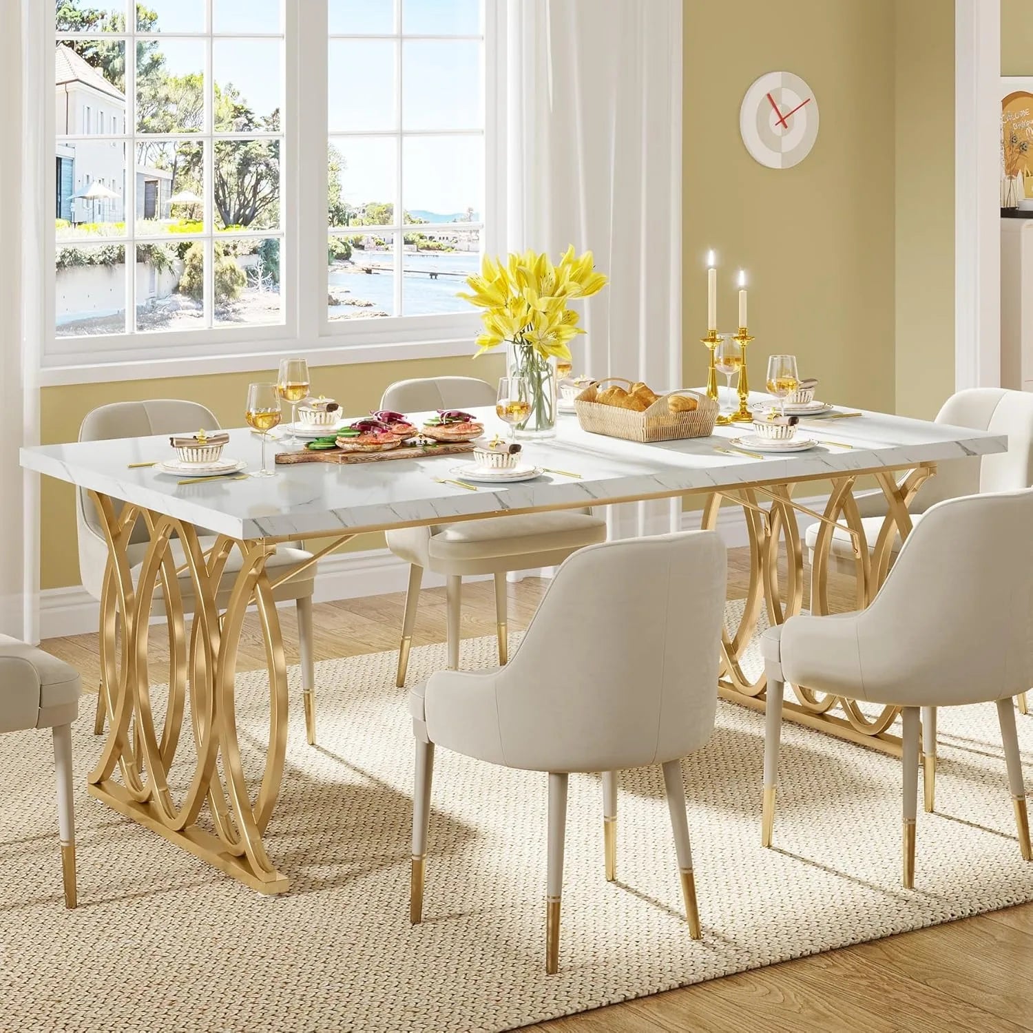 Modern Dining Table, 63" Large