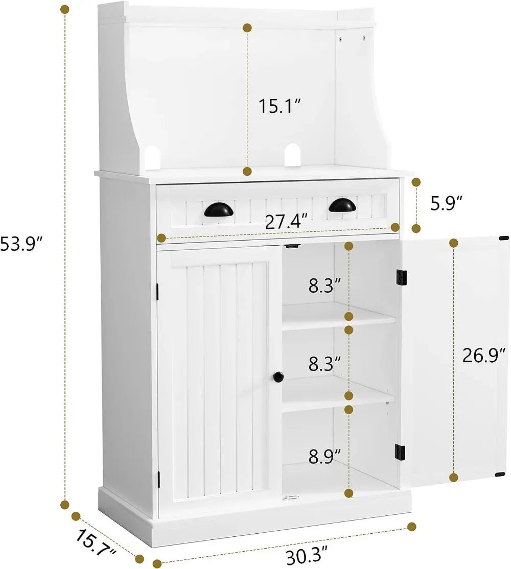 54" White Kitchen Microwave Cabinet