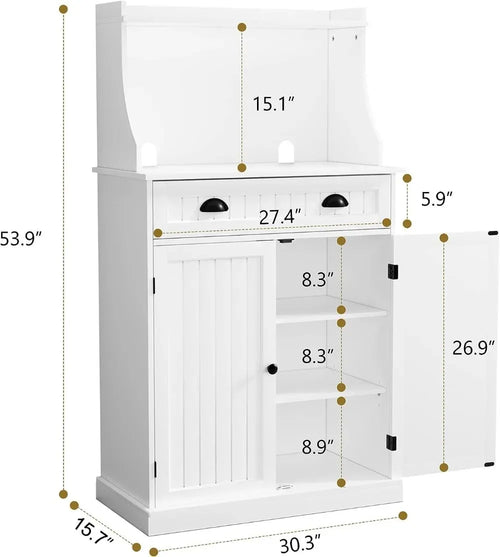 54" White Kitchen Microwave Cabinet