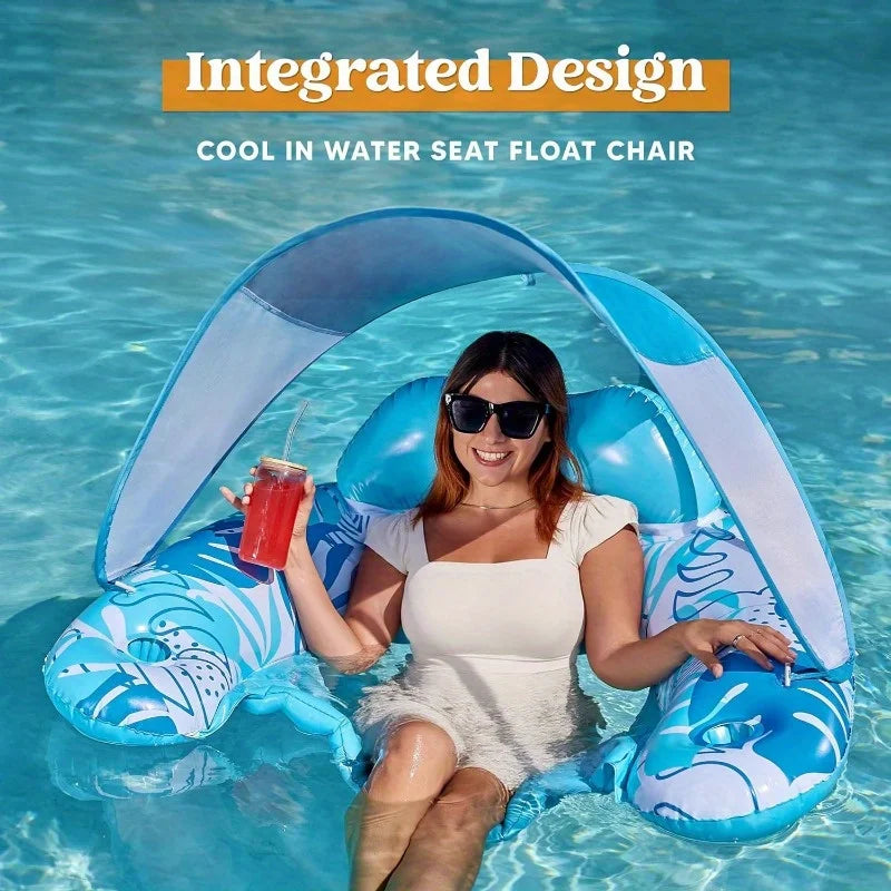 Inflatable Pool Floats With Canopy Lounge Chairs