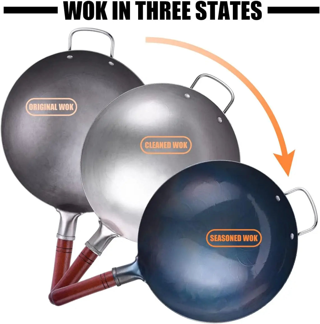 Carbon Steel Wok Pan Set with 8 Accessories