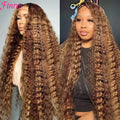 Curly Highlight Wig Lace Front Deep Wave 13x6