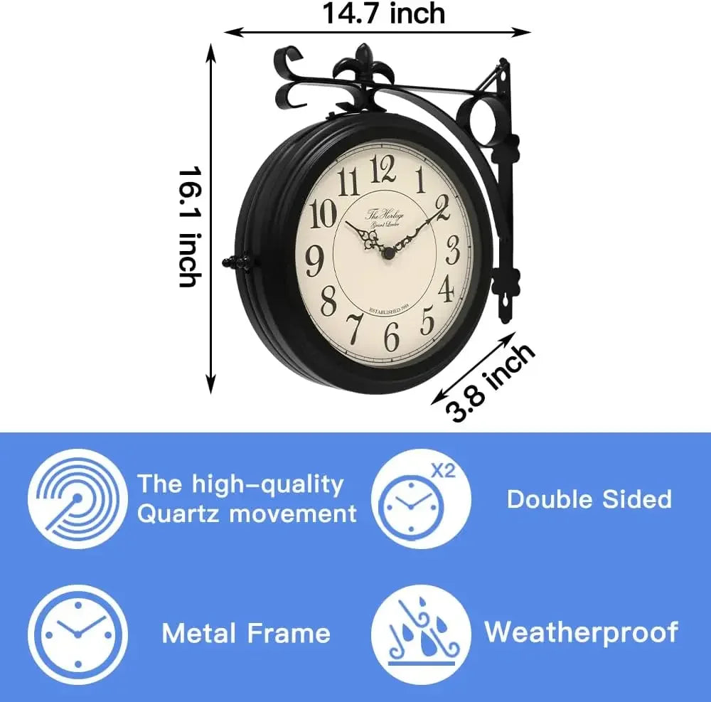 Double Sided Metal Wall Clock