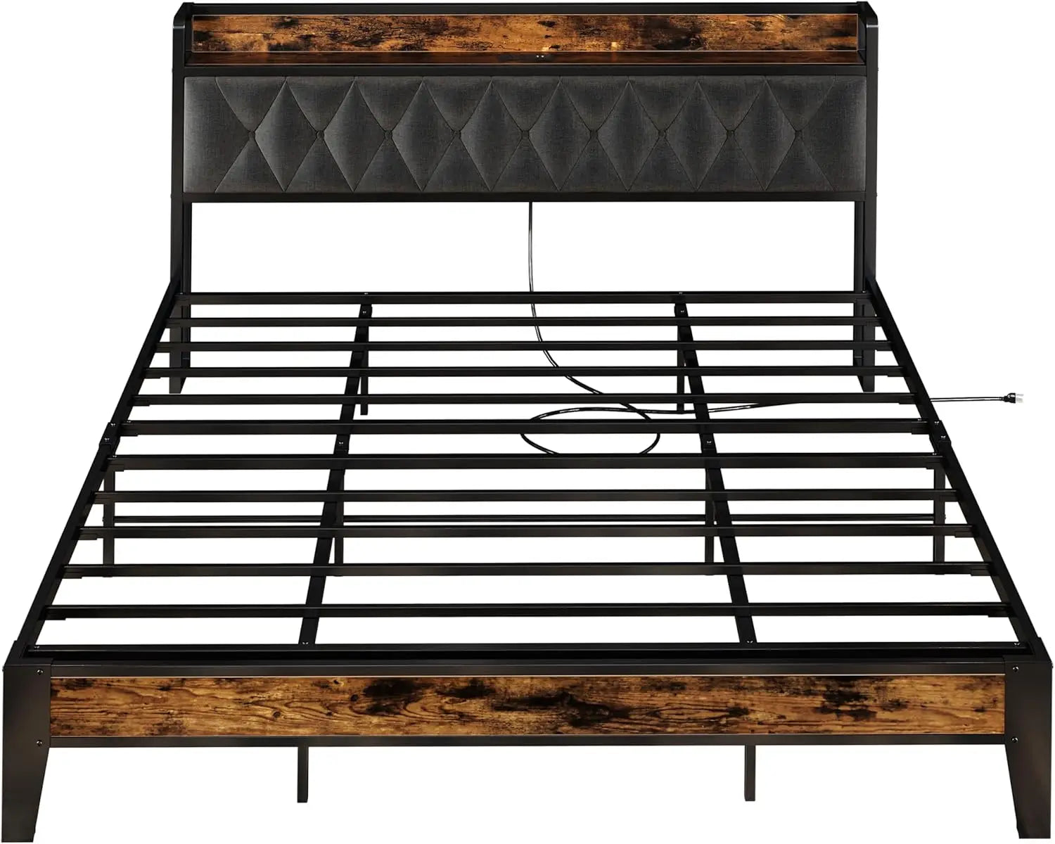 Bed Frames, Storage Headboard with Outlets