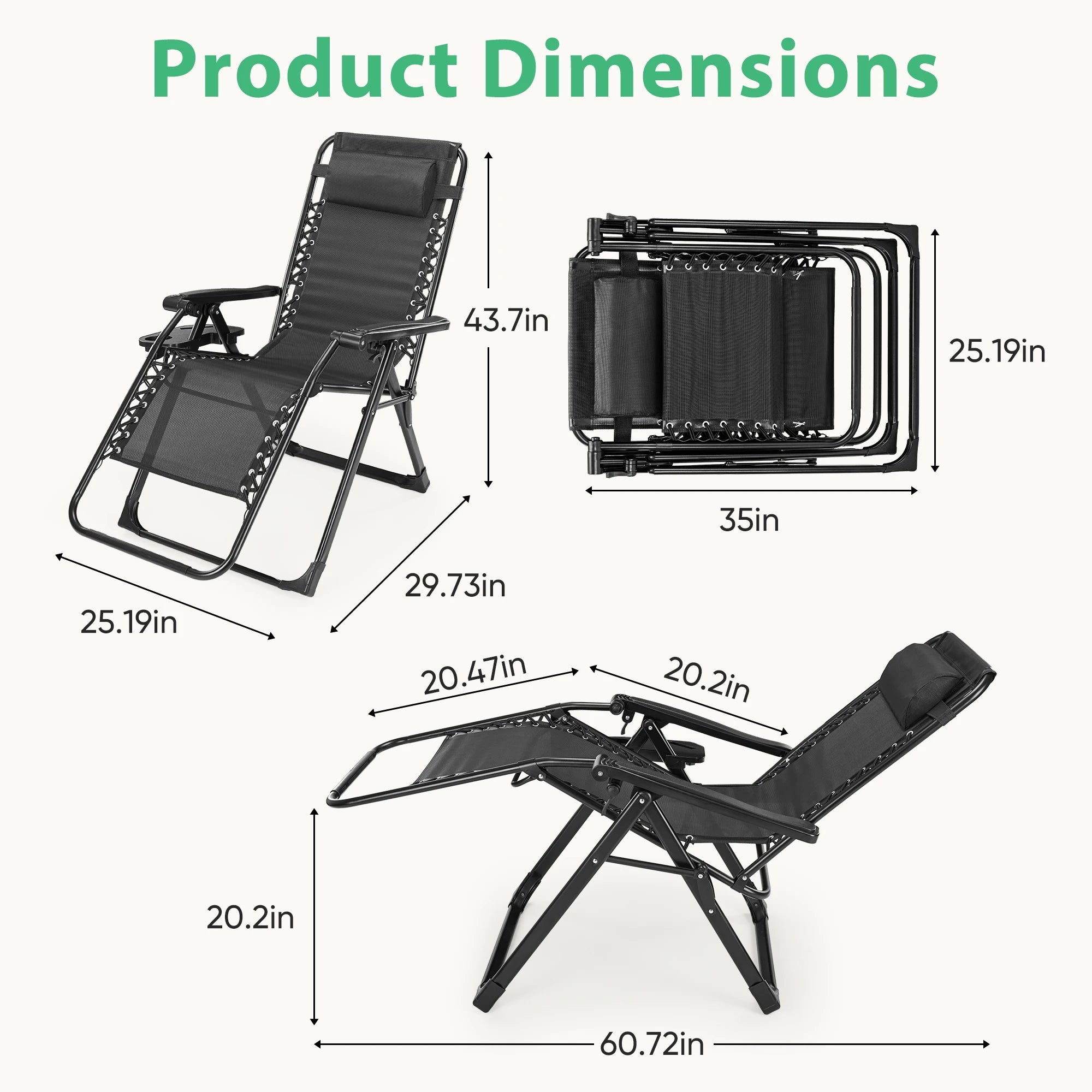 Gravity Recliner Camping Patio Lounge Chair