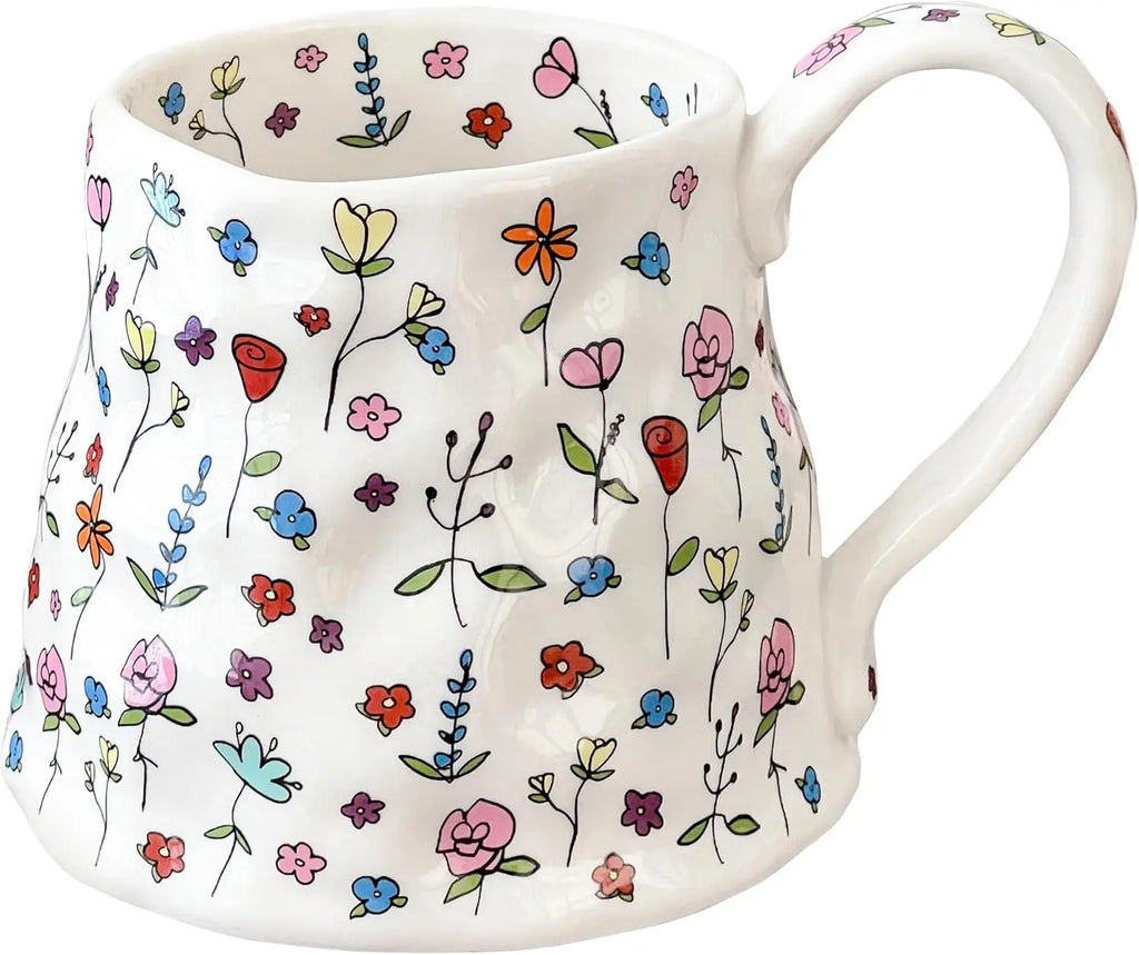 Large Ceramic Cute Flower  Handmade Coffee Mug 20oz