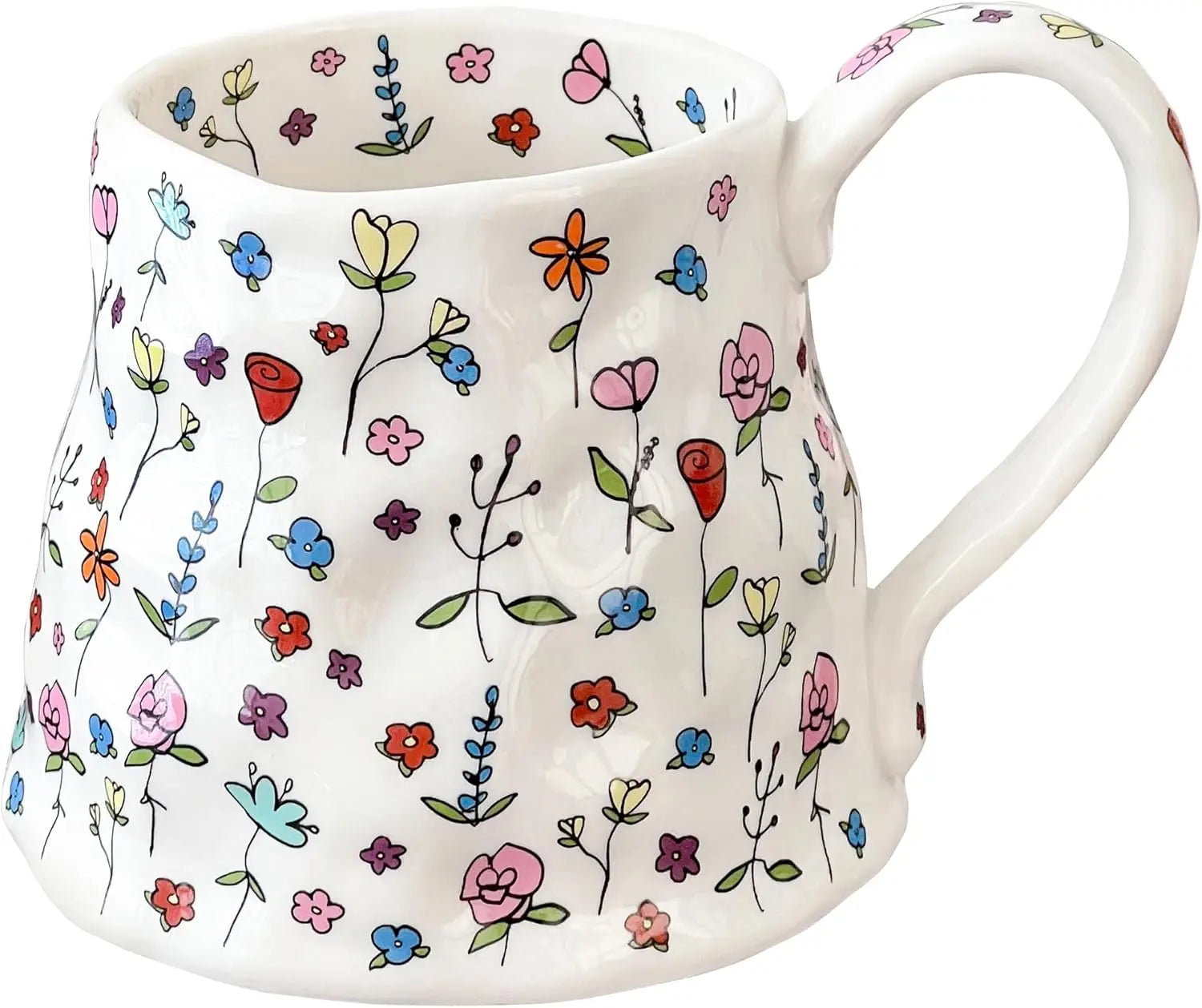 Large Ceramic Cute Flower  Handmade Coffee Mug 20oz