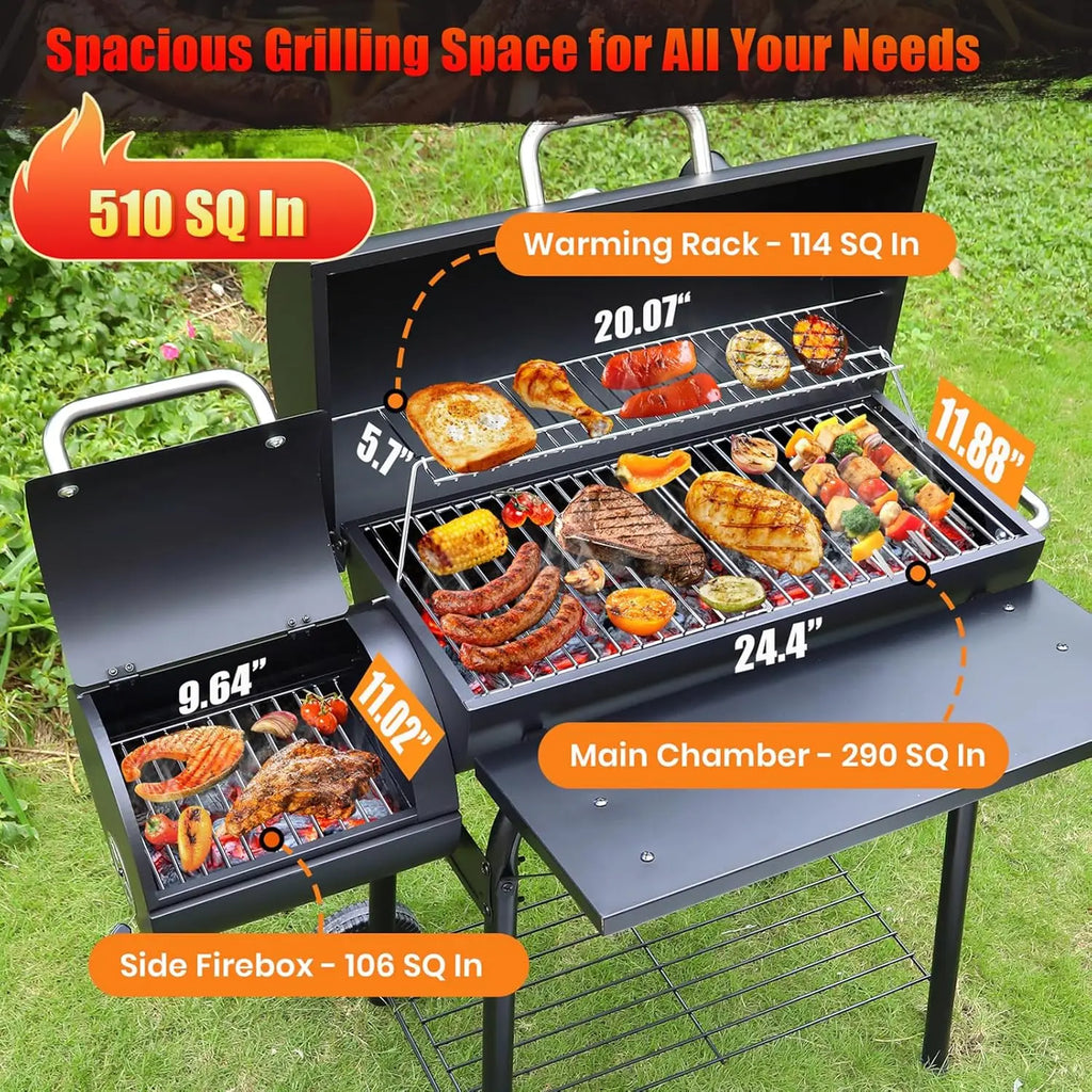 Spacious Barrel Charcoal BBQ Grill