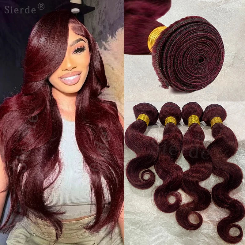 Burgundy Body Wave Bundles 3 4