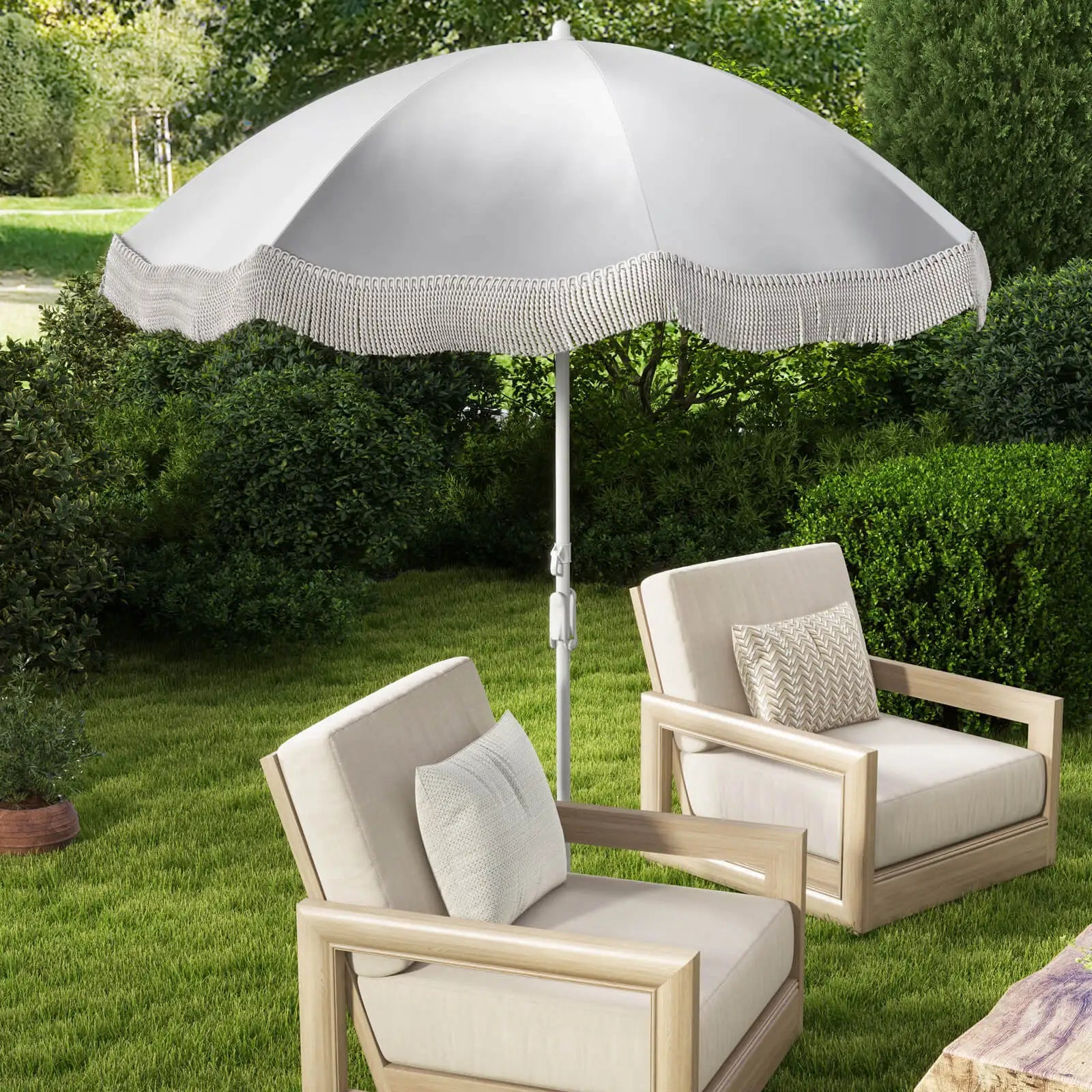 6.5 FT Outdoor Fringe Patio Umbrella