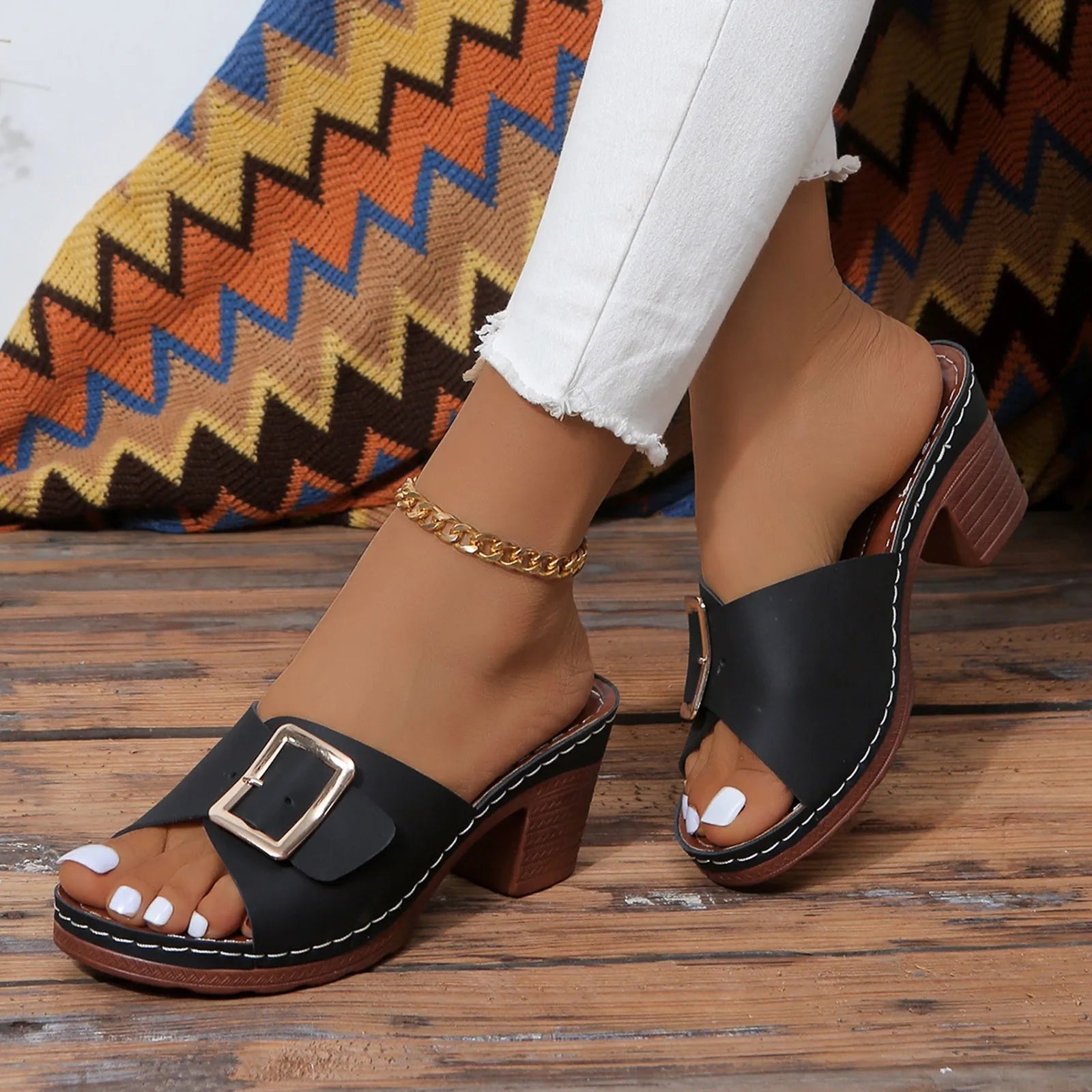 Square Heel Toe Sandals