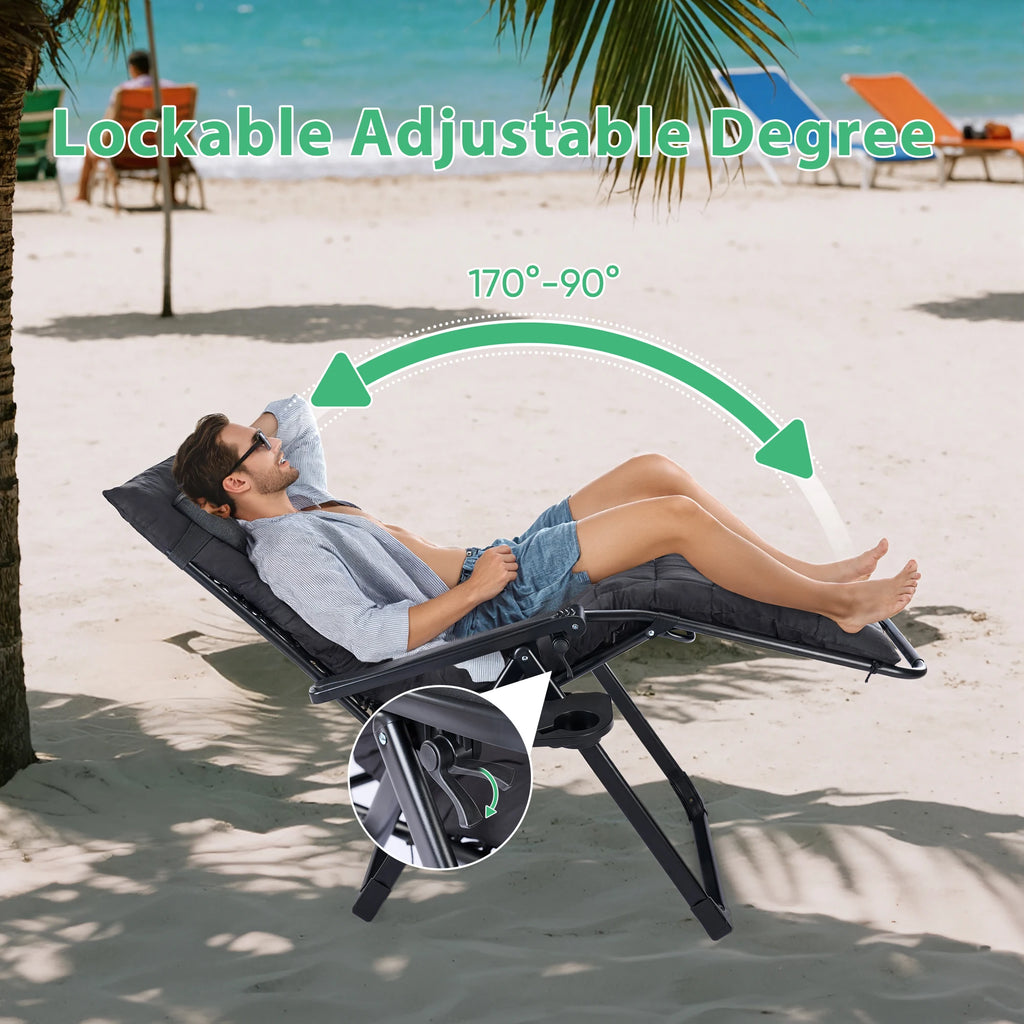 Gravity Recliner Camping Patio Lounge Chair