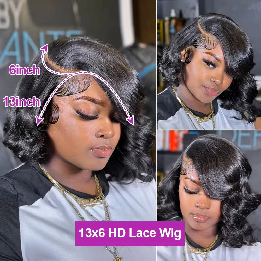 180% Density Bob Wig Human Hair 13x6