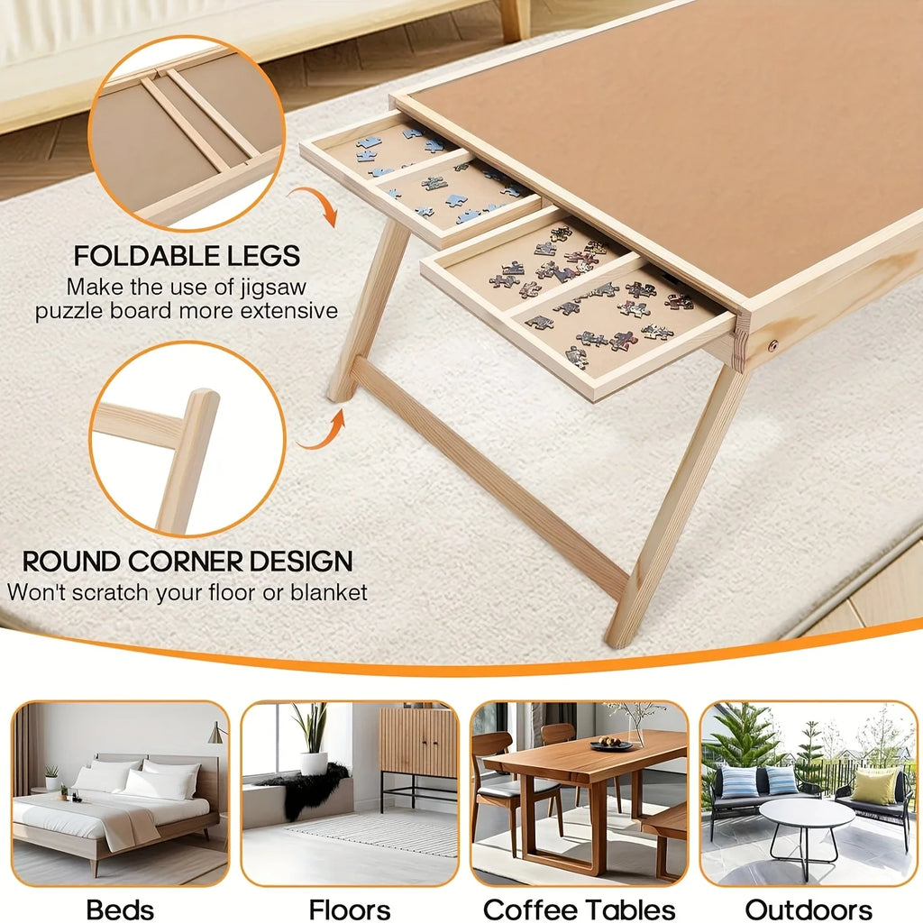 Portable 16 Grids & 4 Drawers, 1000pc  Puzzle Table