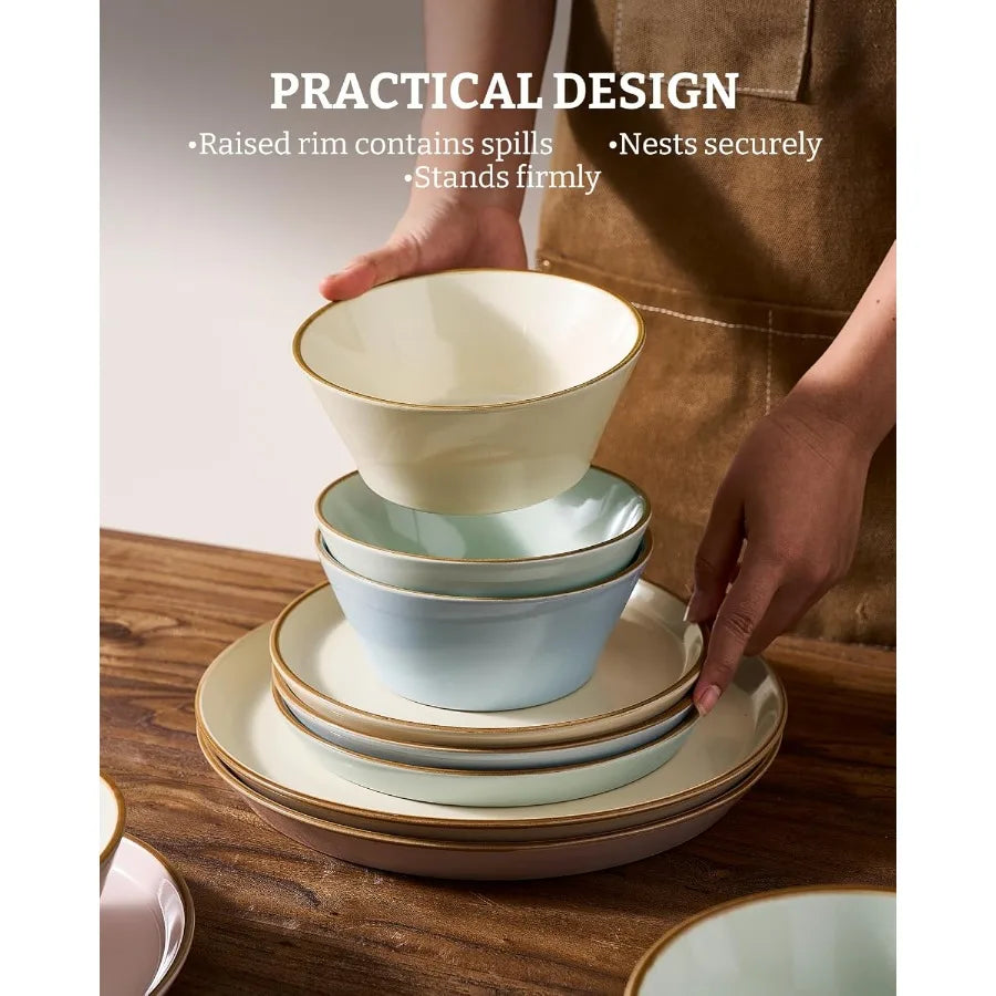 12 Pieces Stoneware Dish Set