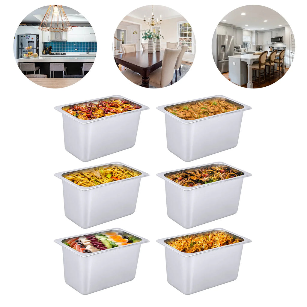 6 x 1/4 Size 6” Deep Stainless Steel Steamer Bins