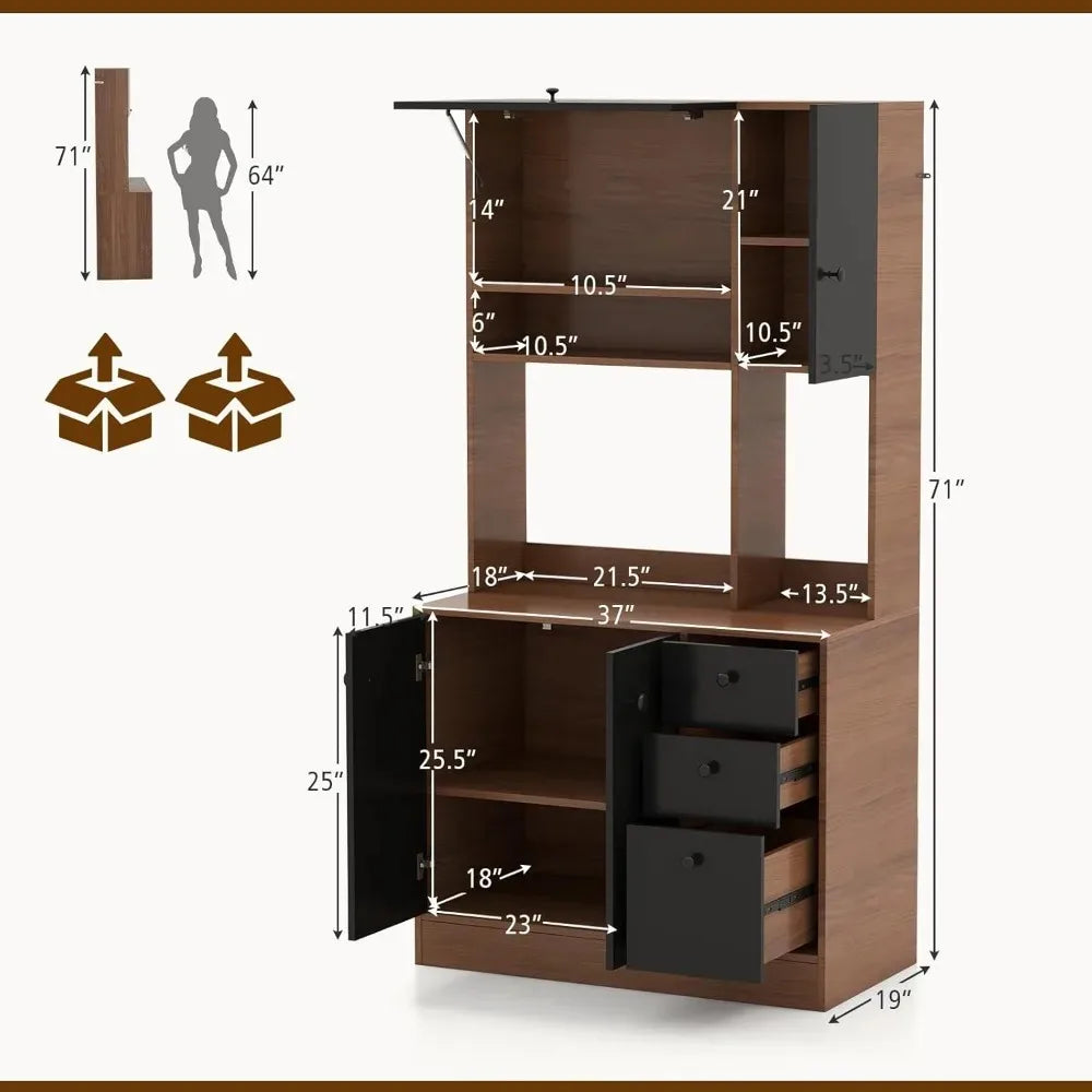 71" Large Kitchen Pantry Cabinet
