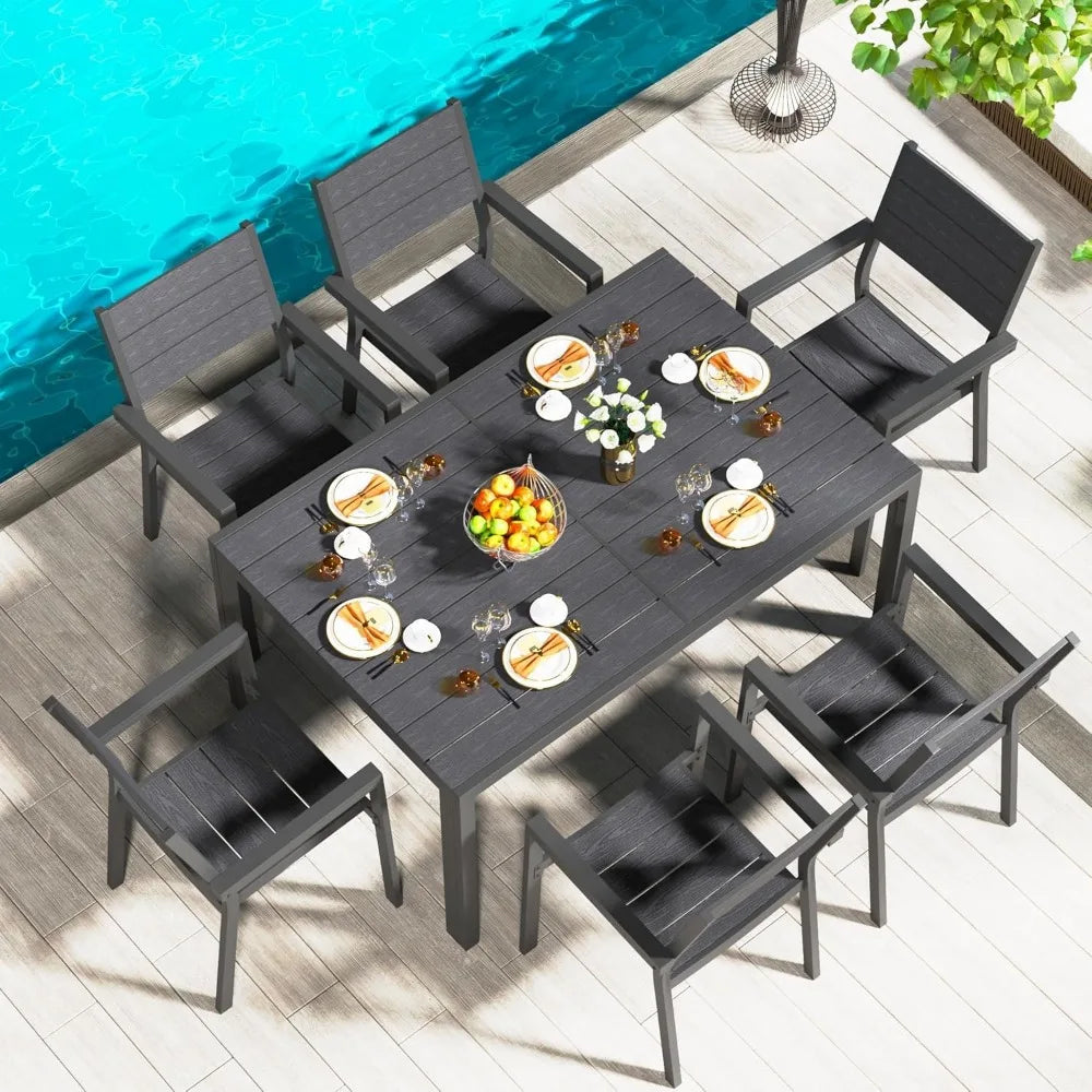 7 Piece  60" x 36" Table and Stackable Chairs