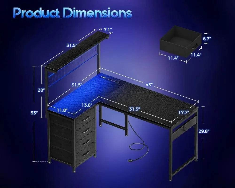 Home 43" L-Shaped Desk