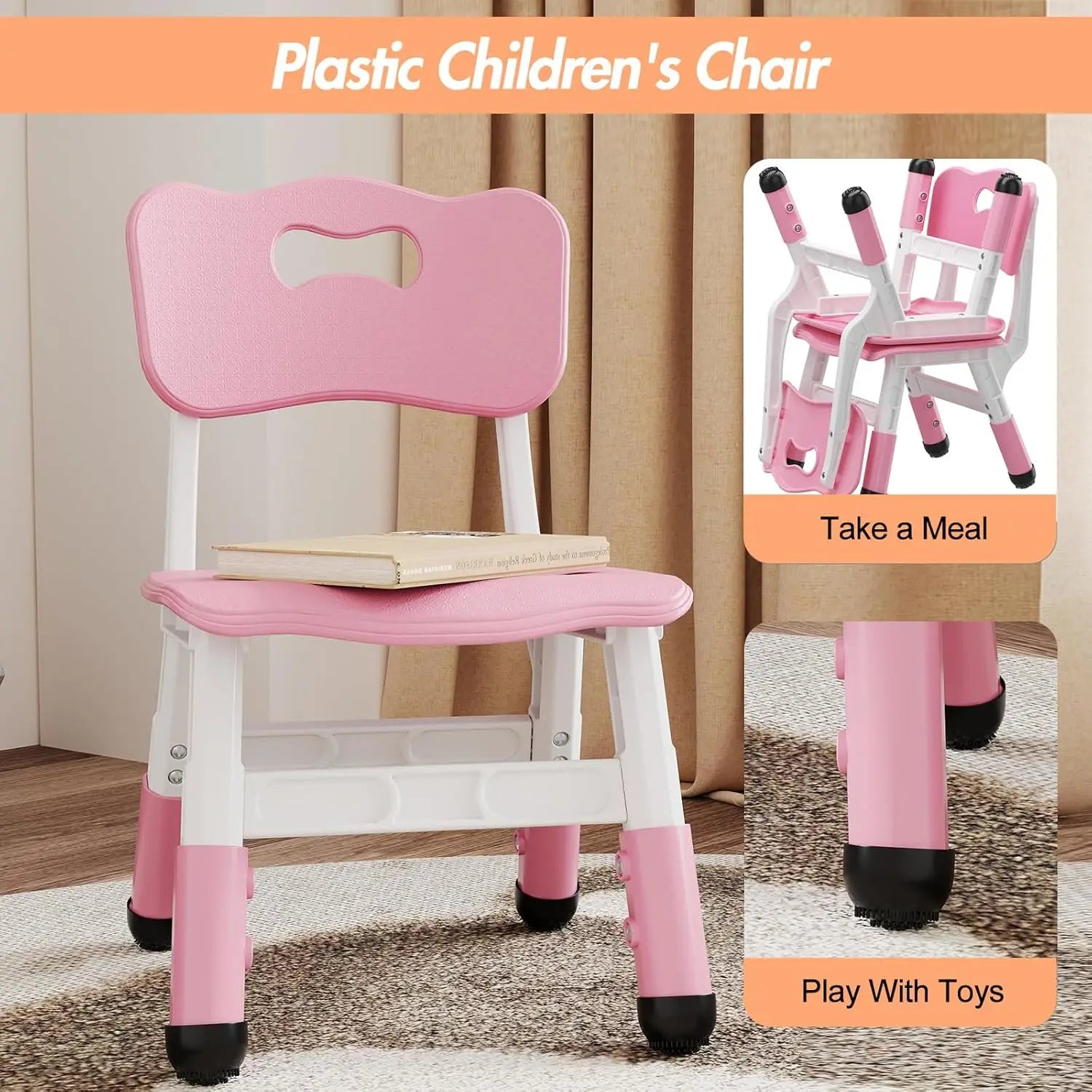 2-Pack Adjustable Kids Chairs 3-Level Height Toddler
