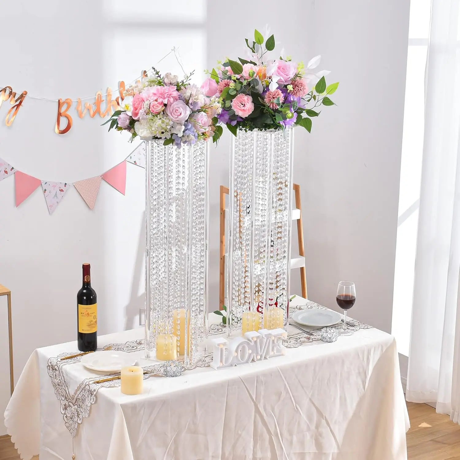 Flower Stand with Crystals Beads