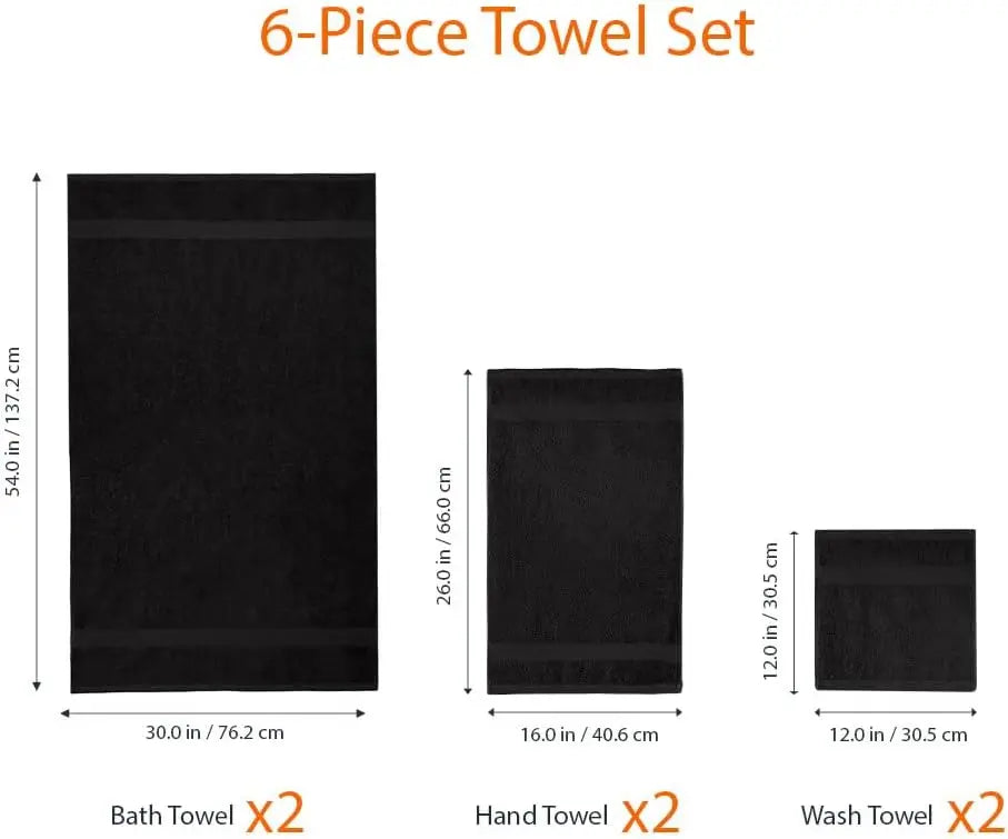 Basics 6 Piece Oversized  Bathroom Towel