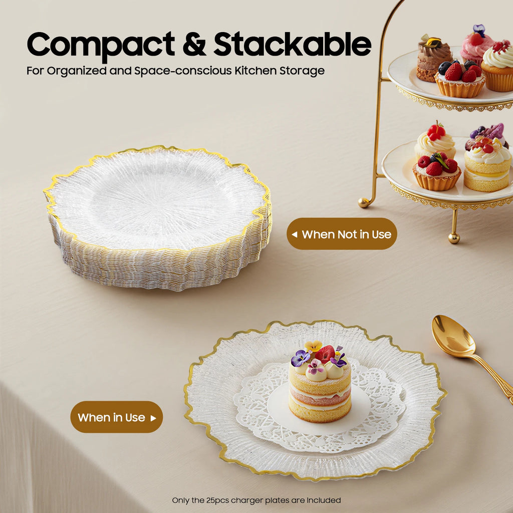 Gold Rim Transparent Charger Plates